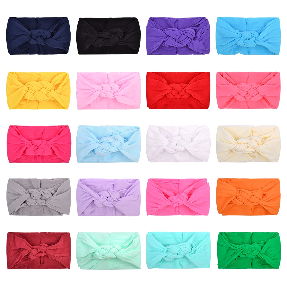 

2022 New Braided Nylon Baby Headbands For Girls Twisted Top Cross Knot Headwraps Turban Elastic Soft Hairbands Hair Accessories