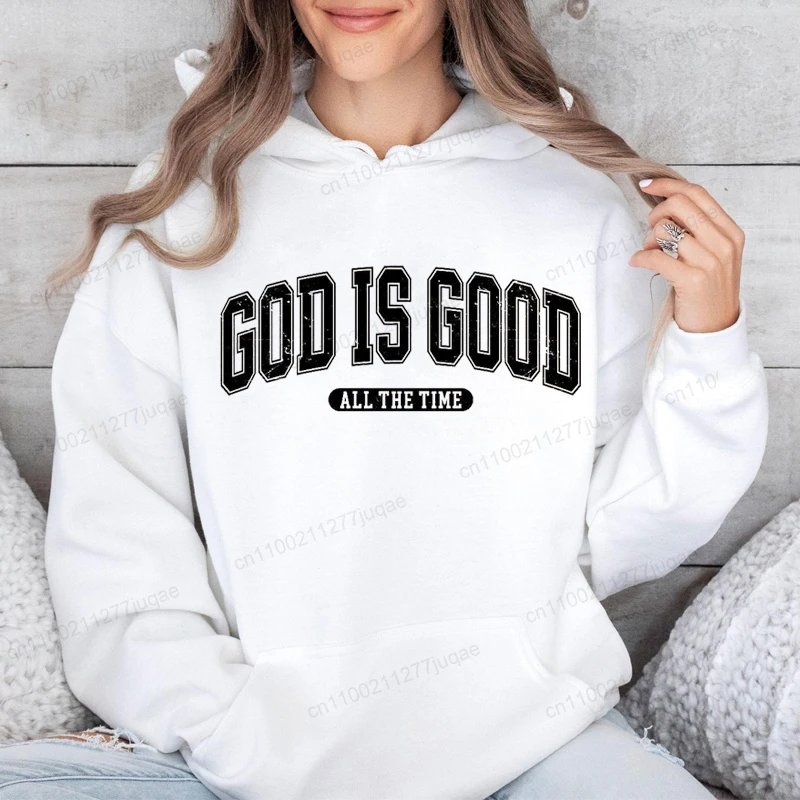 Фото Христианский свитшот в стиле ретро, толстовки с капюшоном God Is Good All The Time, христианская рождественская спортивная одежда, толстовка Faith Fleeece для женщин, топ №3