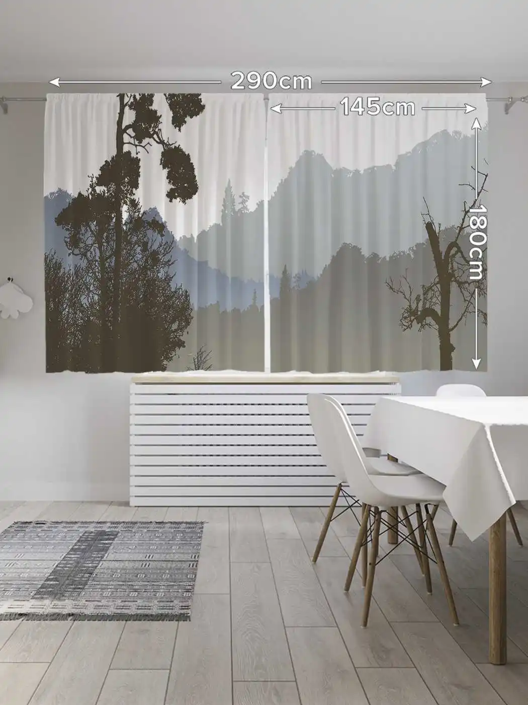 Шторы с фотопечатью из сатена &quotДорожка прогулочная в лесу&quot | 290х180 см JoyArty