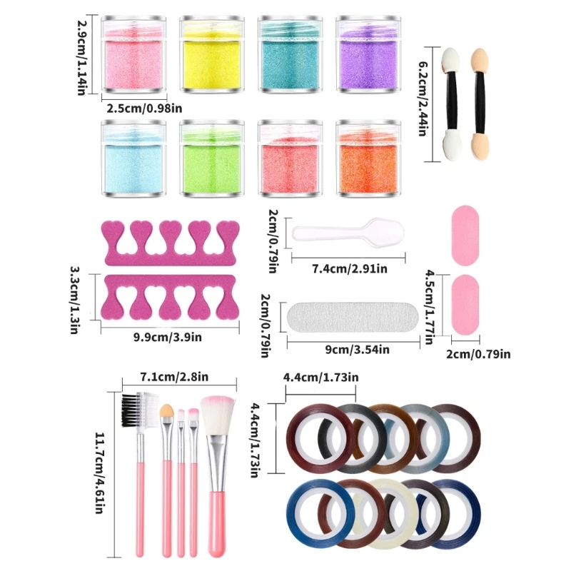 Наборы для дизайна ногтей с блестками пудра набор кистей подвески женщин R3MF