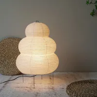 Japanese Design Akari Noguchi Yong Table Lamp White Rice Paper Decorative Desk Lights for Bedroom Living/Dining Room Study Loft