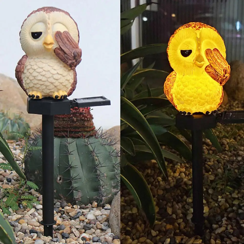 

Solar Powered Garden LED Lights Owl Animal Pixie Lawn Ornament Waterproof Lamp Unique Christmas Lights Outdoor Solar Lamps