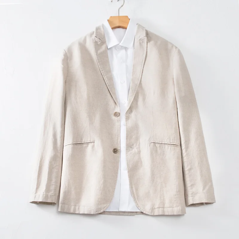 

new arrival fashion New Flax Casual Suit Cotton and linen Jacket Loose Large Thin Mens Blazers High-grade size MLXL2XL3XL