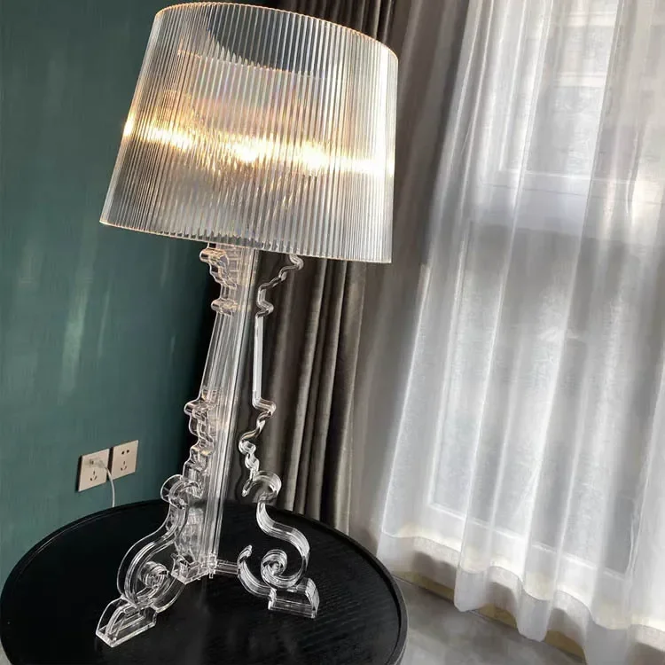 Фото Kartell Bourgie акриловая светодиодная настольная лампа для гостиной, спальни, кабинета, креативный прикроватный декор, современный прозрачный торшер №2