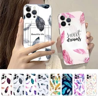 feather phone case for iphone 14 11 12 13 mini pro xs max cover 6 7 8 plus x xr se 2020 funda shell