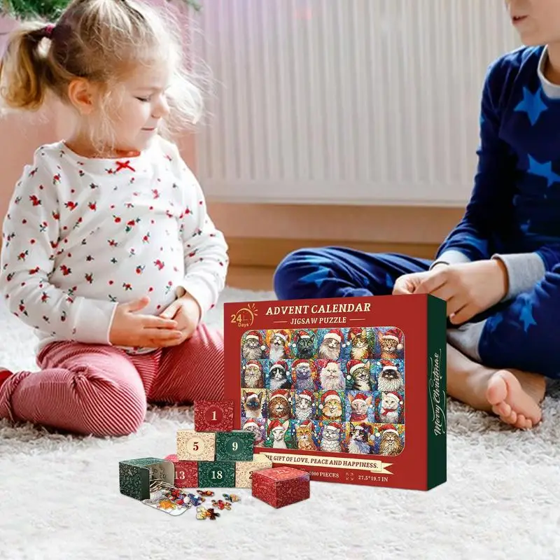 Рождественский пазл с обратным отсчетом игрушка-кошка головоломка