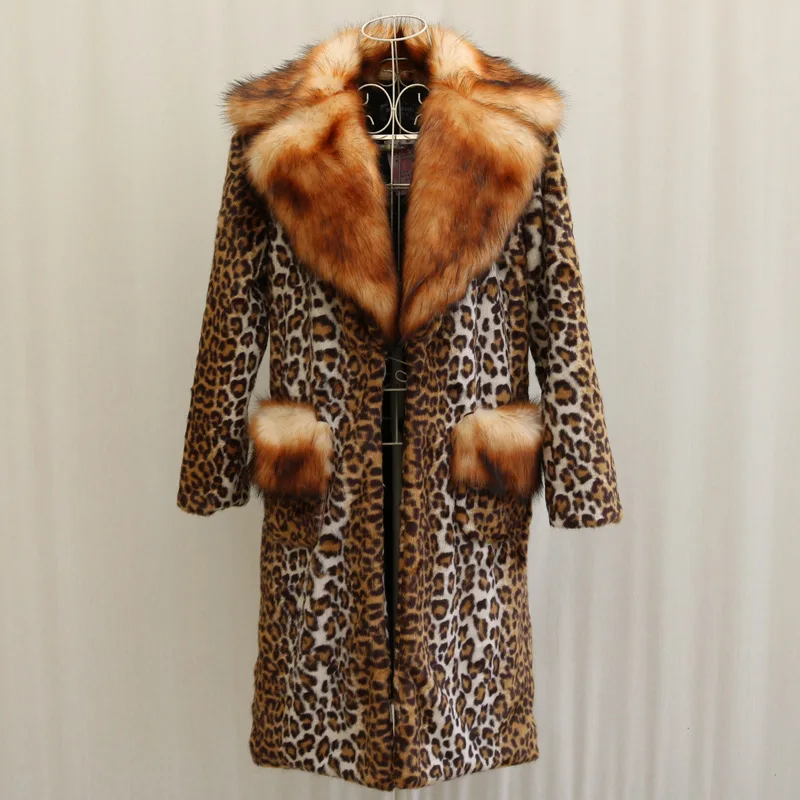 New Winter Women's Long Fur Coat Faux Fur Jacket Thicken Warm Luxurious Tops Oversize Large Fur Collar Casual Windbreaker