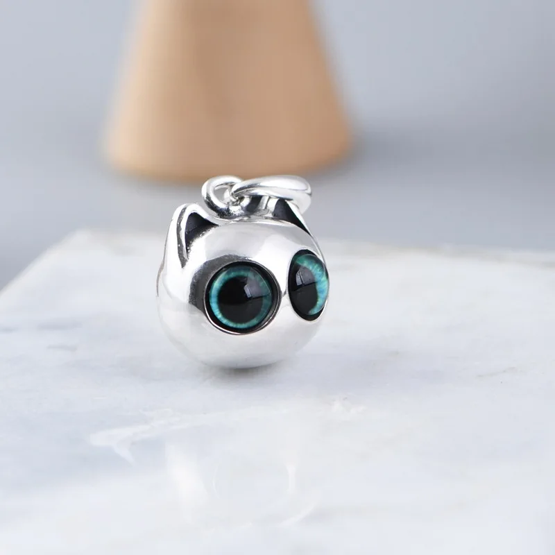 Твердый серебряный кулон с головой кошки S925 твердое серебро полировка небольшой