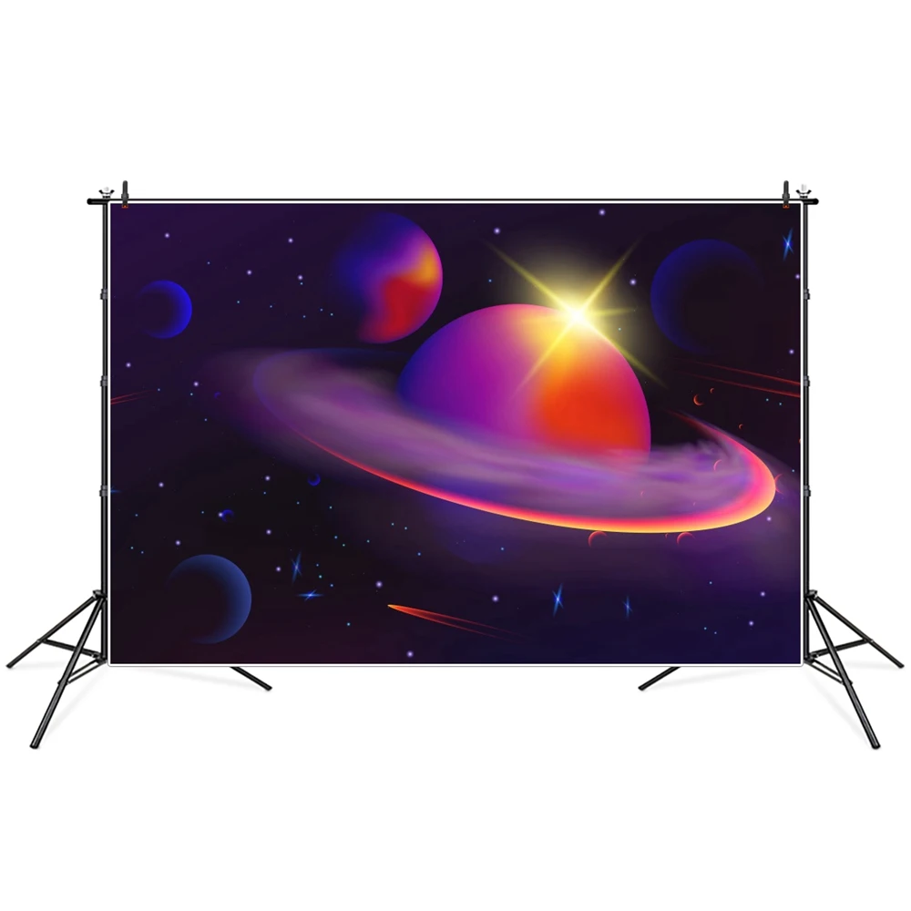 

Baby Universal Galaxy Planets Birthday Decoration Party Photography Backdrops Fantastic Outerspace Light Photographic Background