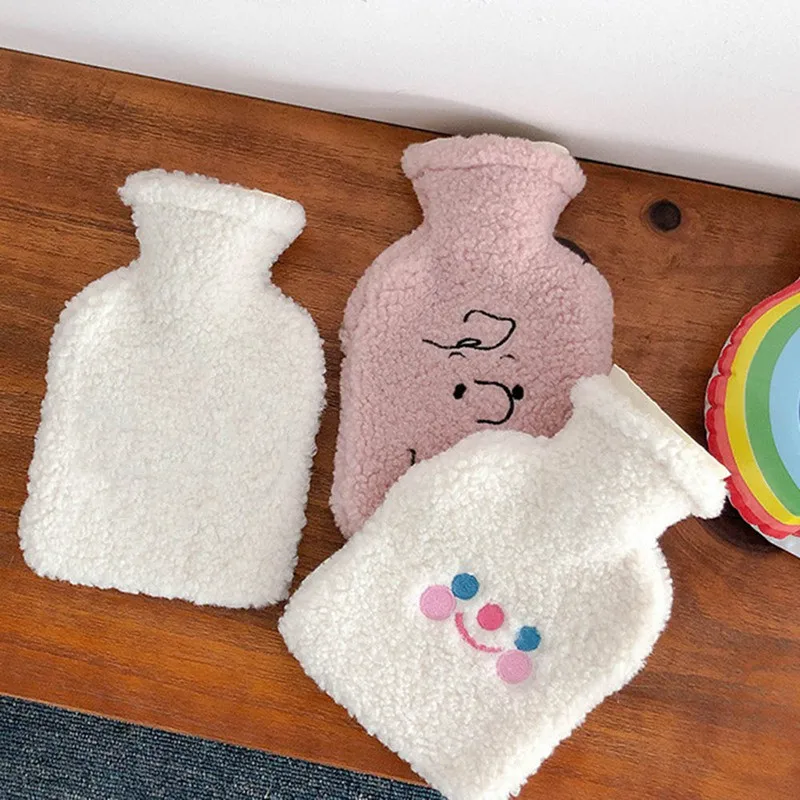 Plush Woman Water Bottle Bag  Cute Cartoon Hot Water Injection Bags Small Portable Hand Clutch Warmer Storage Bag Rubber