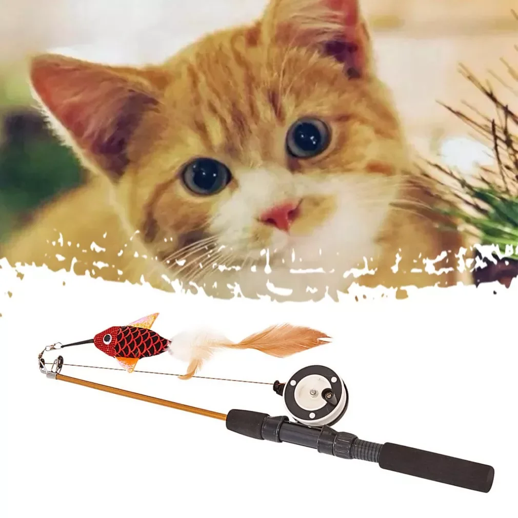

2023New New Explosive Product Retractable Simulation Fishing Rod Funny Cat Creative Feather Rod Funny Cat Interactive Toy