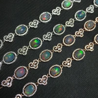 meibapj natural opal gemstone fashion flower bracelet 925 sterling silver colorful stone bangle for women fine wedding jewelry