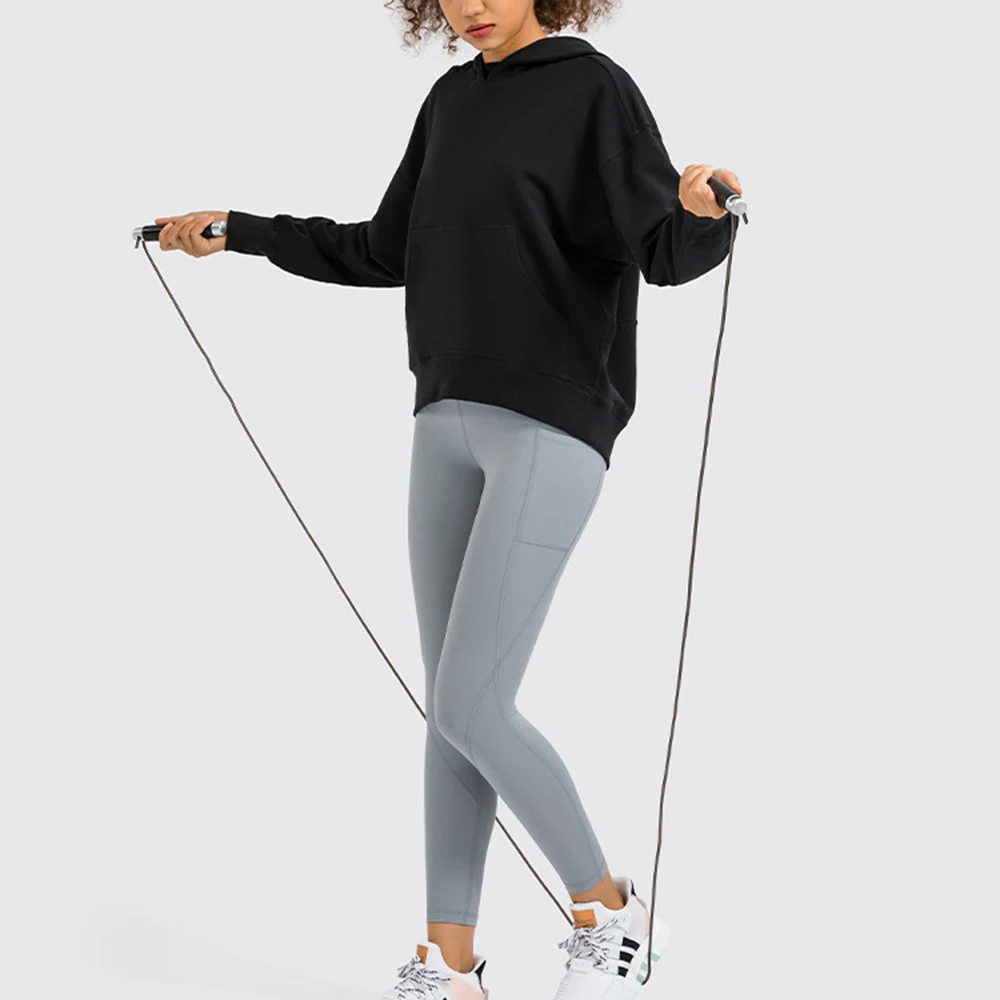 Hoodies for Women Oversized Solid Loose Casual Hooded Sports Sweatshirt Female Yoga Wear Running Long Sleeve Fitness Top Hoodie