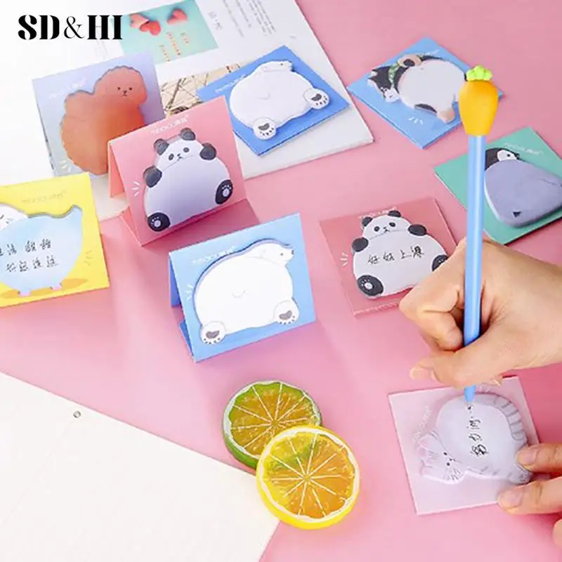 

30sheets Cute Animal Butt Sticky Notes Memo Pad Bookmarks kawaii Cat Penguin Sticky Office Stationery Supply