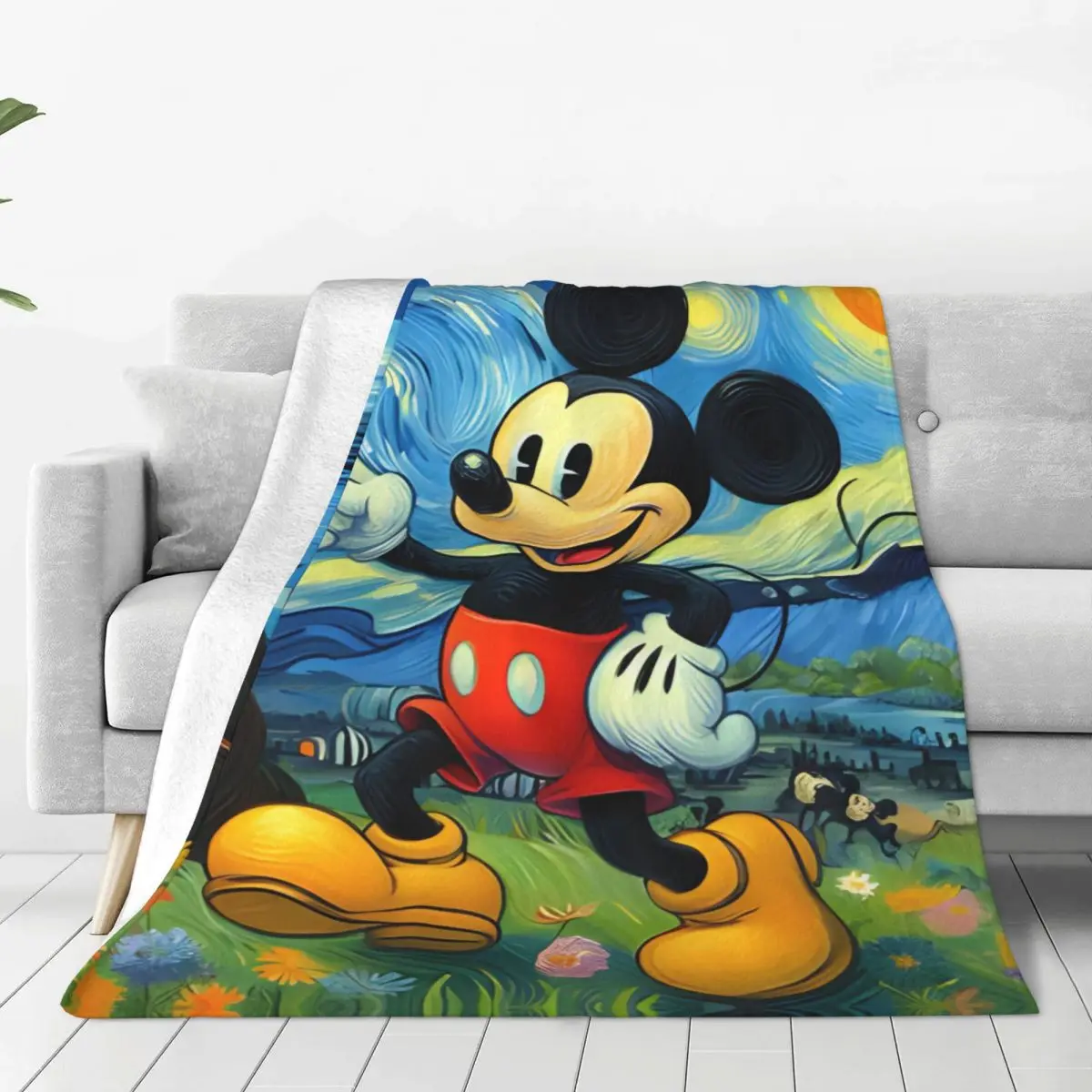 Одеяло с Микки в звездной ночи качественное супер теплое постельное белье одеяло