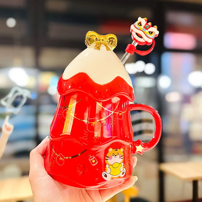 

Кружка для завтрака, кофейная кружка, керамические рождественские чашки для кофейных столов, офисные чашки в скандинавском стиле для пар, р...