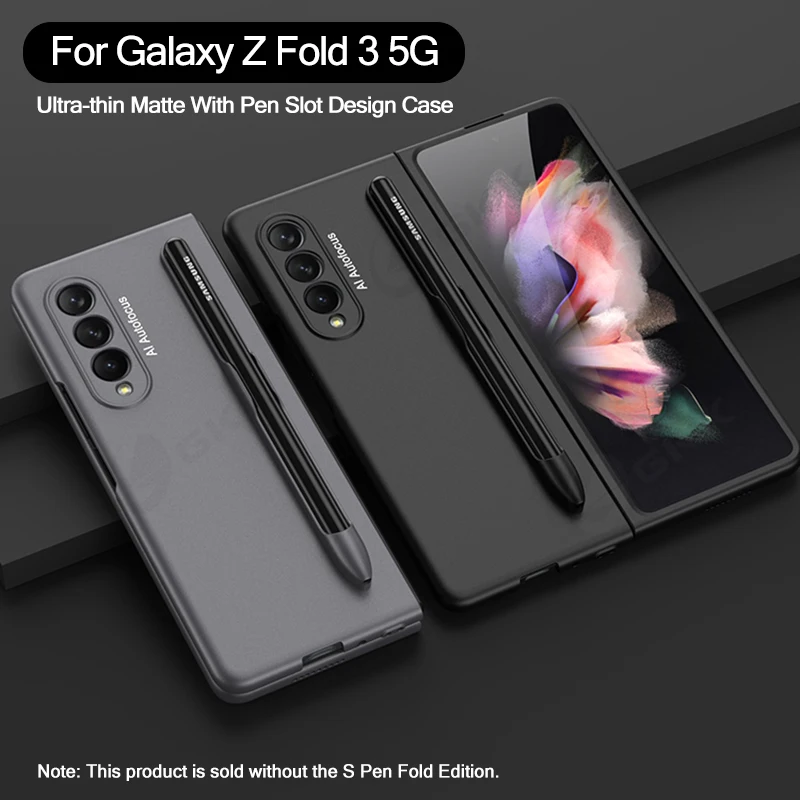 

GKK Original Case For Samsung Galaxy Z Fold 3 5G Case With Pen Slot Slide Ultra-thin Hard Matte Cover For Samsung Z Fold 3 5G