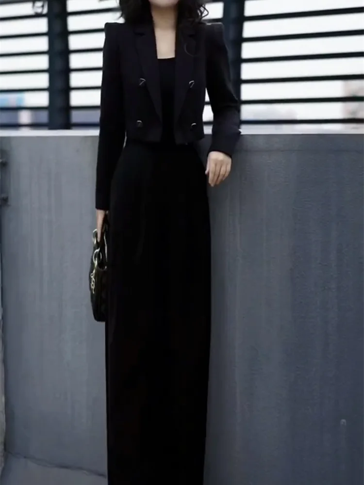 High Quali the Same Model as Online Celebri Fashion Set Women 2023 Spring New Double-Breasted Small Suit Outerwear Slimmi...