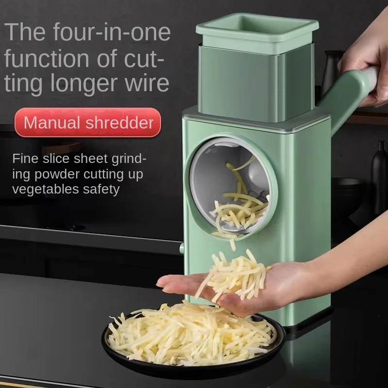 

Vegetable Cutter 3 In 1 Round Slicer Manual Rotary Vegetable Grater Carrot Chopper Potato Spiralizer Shredders French Fry Cutter