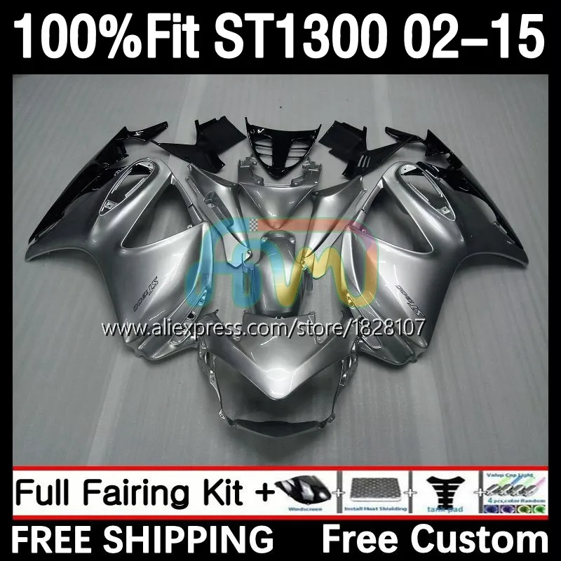 

Fairing For HONDA Pan European STX1300 ST1300 ST-1300 ST 1300 02 03 04 05 06 07 08 09 2010 2011 2012 2015 16No.0 Glossy Silvery