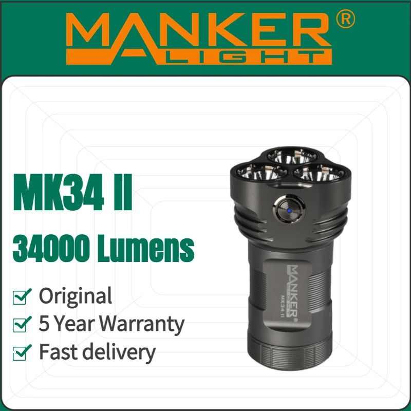 Manker MK34 II 34000 люмен перезаряжаемый фонарик 12 шт. XHP50.2 фонарик с аккумулятором 3 × 18650