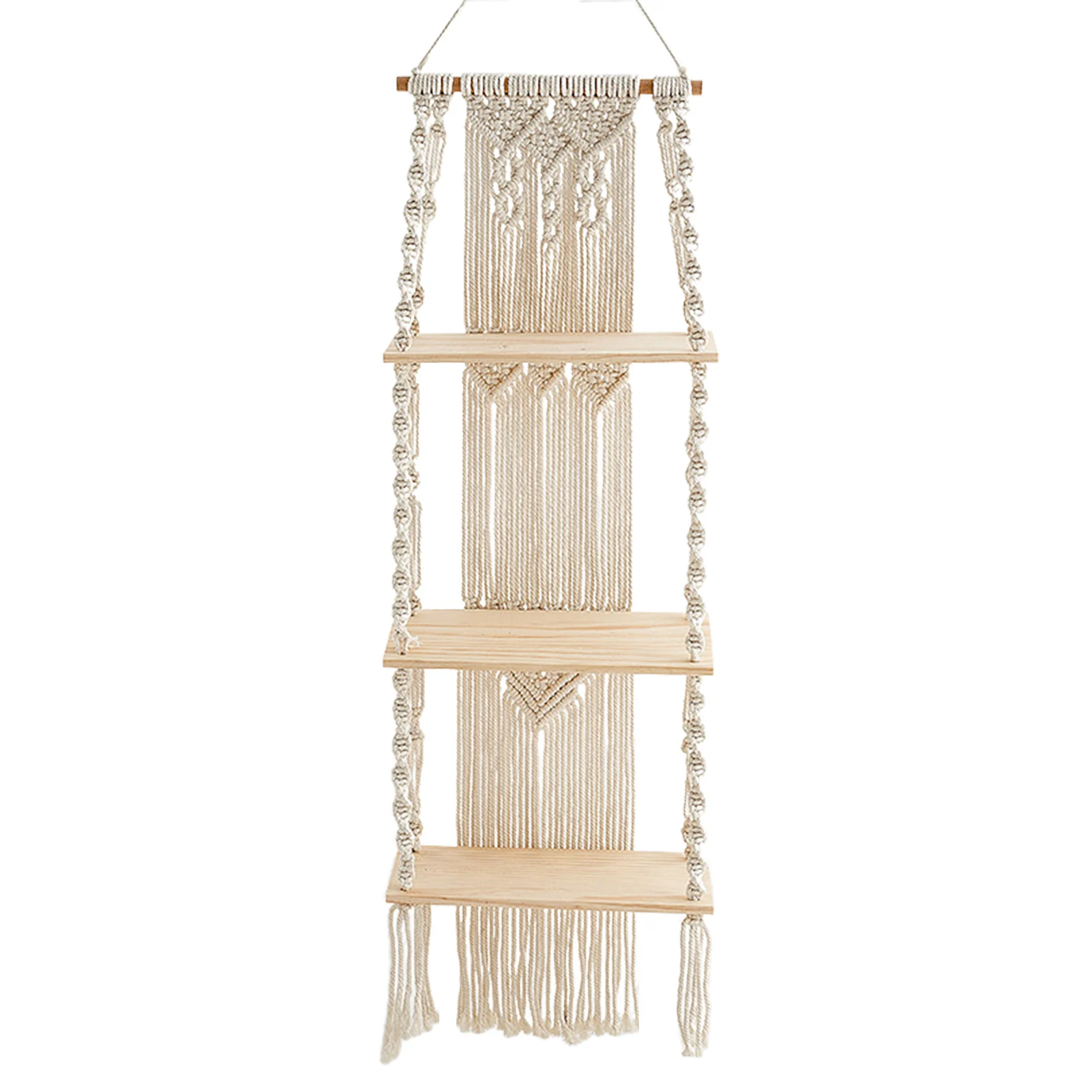 Настенные подвесные полки 3 уровня для макраме Деревянные ручной работы тканый