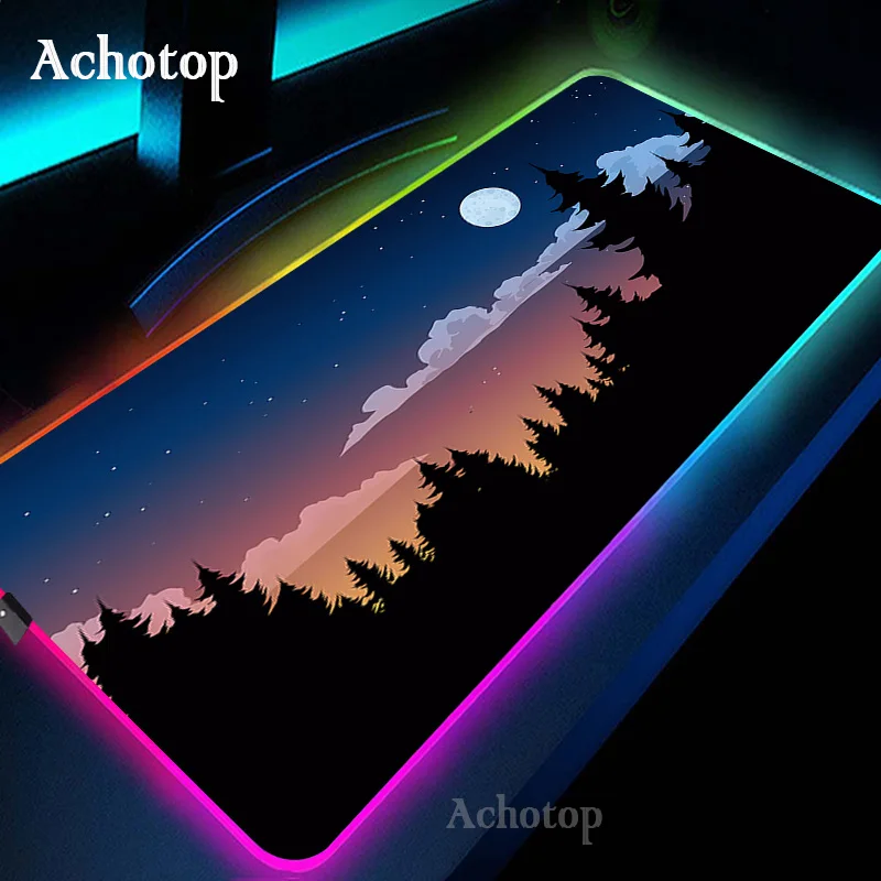 

Blue forest RGB Mouse Pad Gamer Mat Mousepad XXL Mouse Mat Large Keyboard Desk Pad Space Mause Mat For Computer Laptop Desk Mat