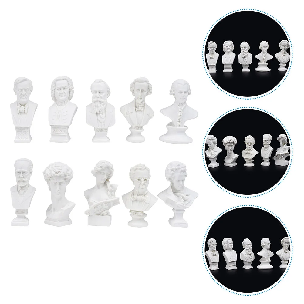 

10 Pcs Mini Head Statue Greek Resin Sculptures Decor Desktop Decoration Character Figurine Ornament Bust Office Crafts