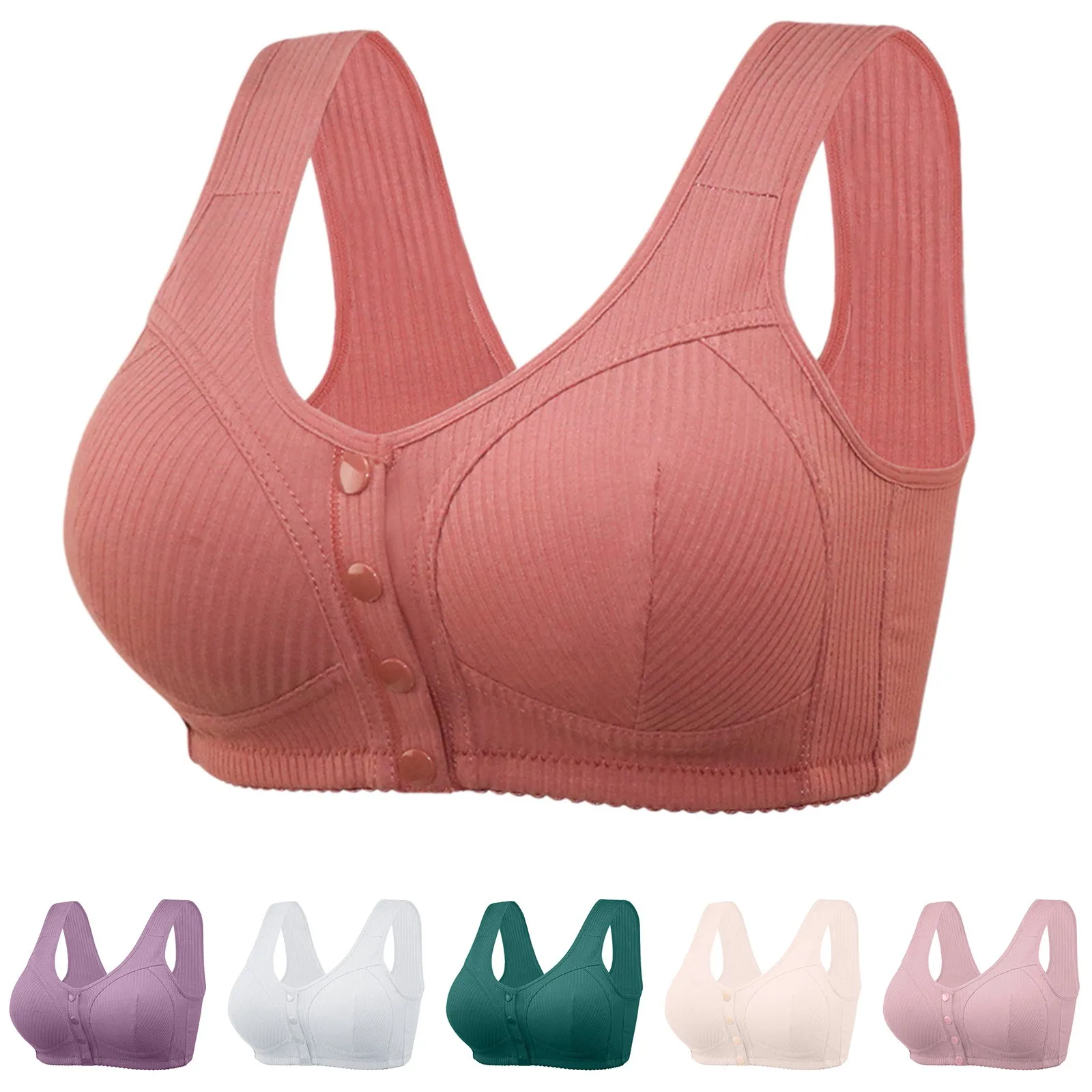 Полный хлопковый бюстгальтер с застежкой спереди жилет женское нижнее белье