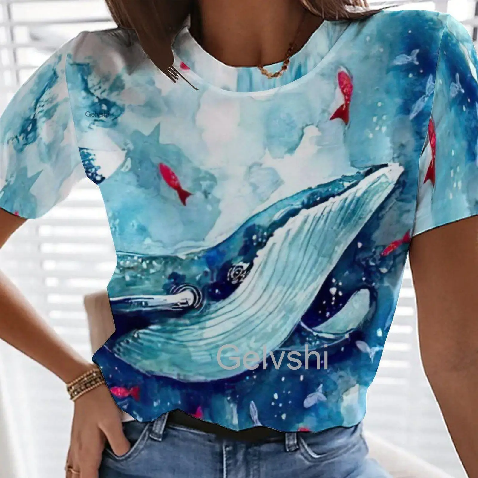 

Starfish Pattern 3d Printed T-shirts Women Life T Shirt Round Neck Aesthetic Streetshirts Female Casual Oversized y2k Lady Tops