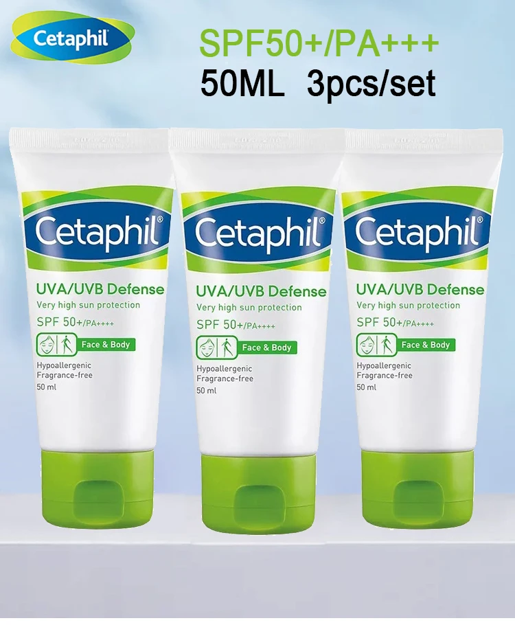 

50ML 3pcs/set Cetaphil Sunscreen UVA/UVB Defense Very High Sun Protection SPF 50+/PA++++ Sunscreen For Face & Body