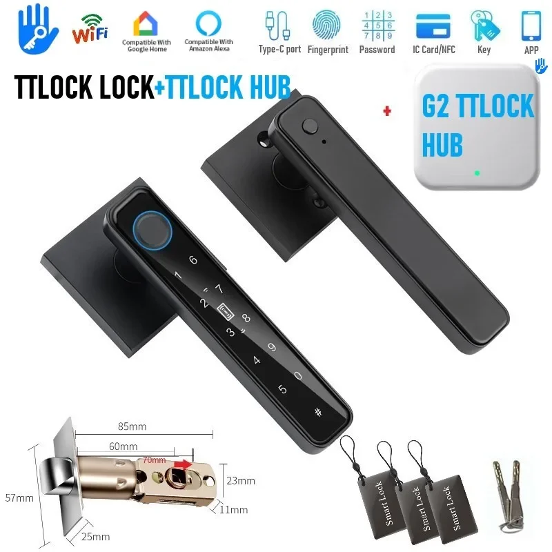 

Интеллектуальный дверной замок Tuya Smart Lock TTlock Работа с Google Home Цифровой электронный кодовый замок Приложение с отпечатком пальца Дистанционная разблокировка