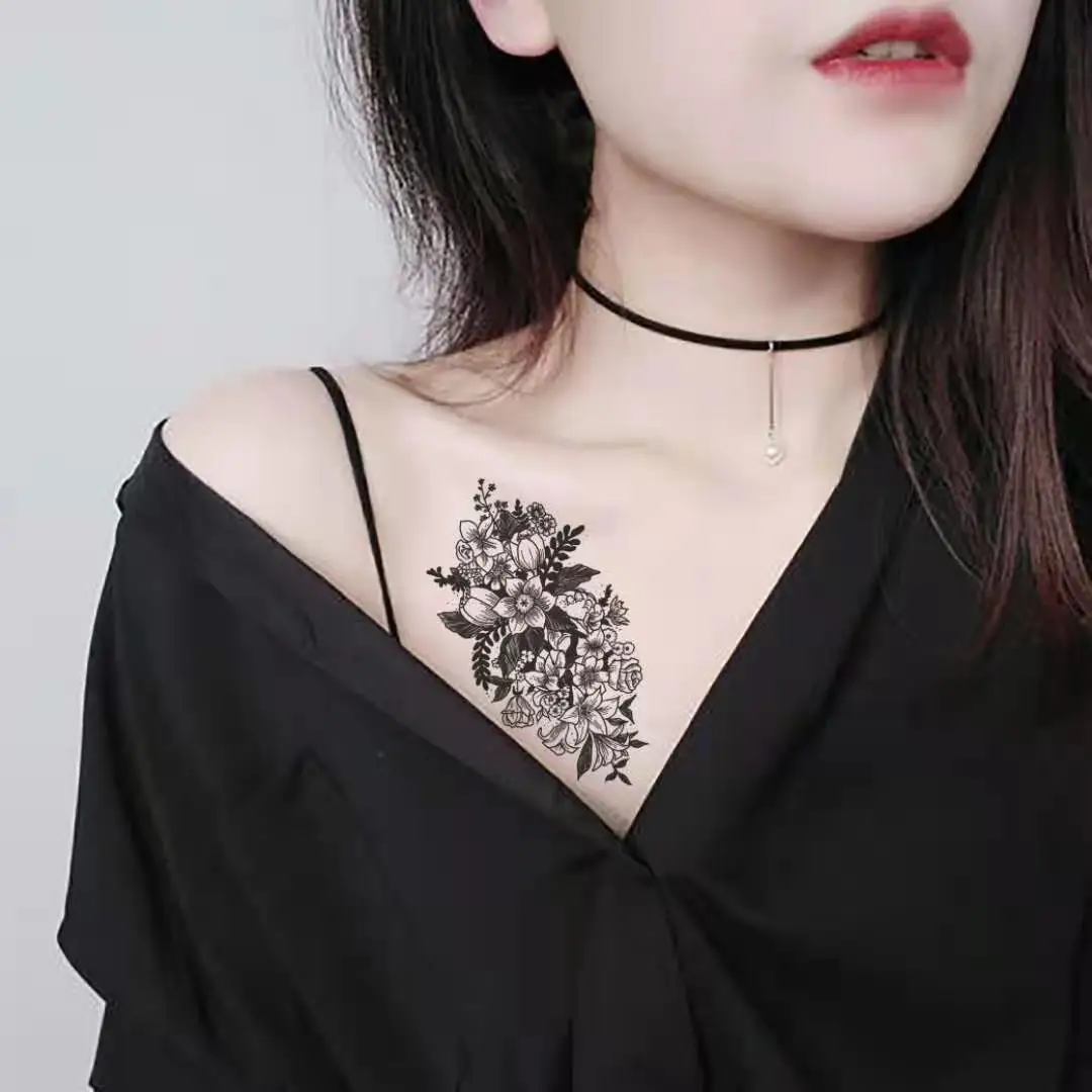 30 шт. эскиз цветок тату наклейка корейский черный и белый шрамы покрытие розы