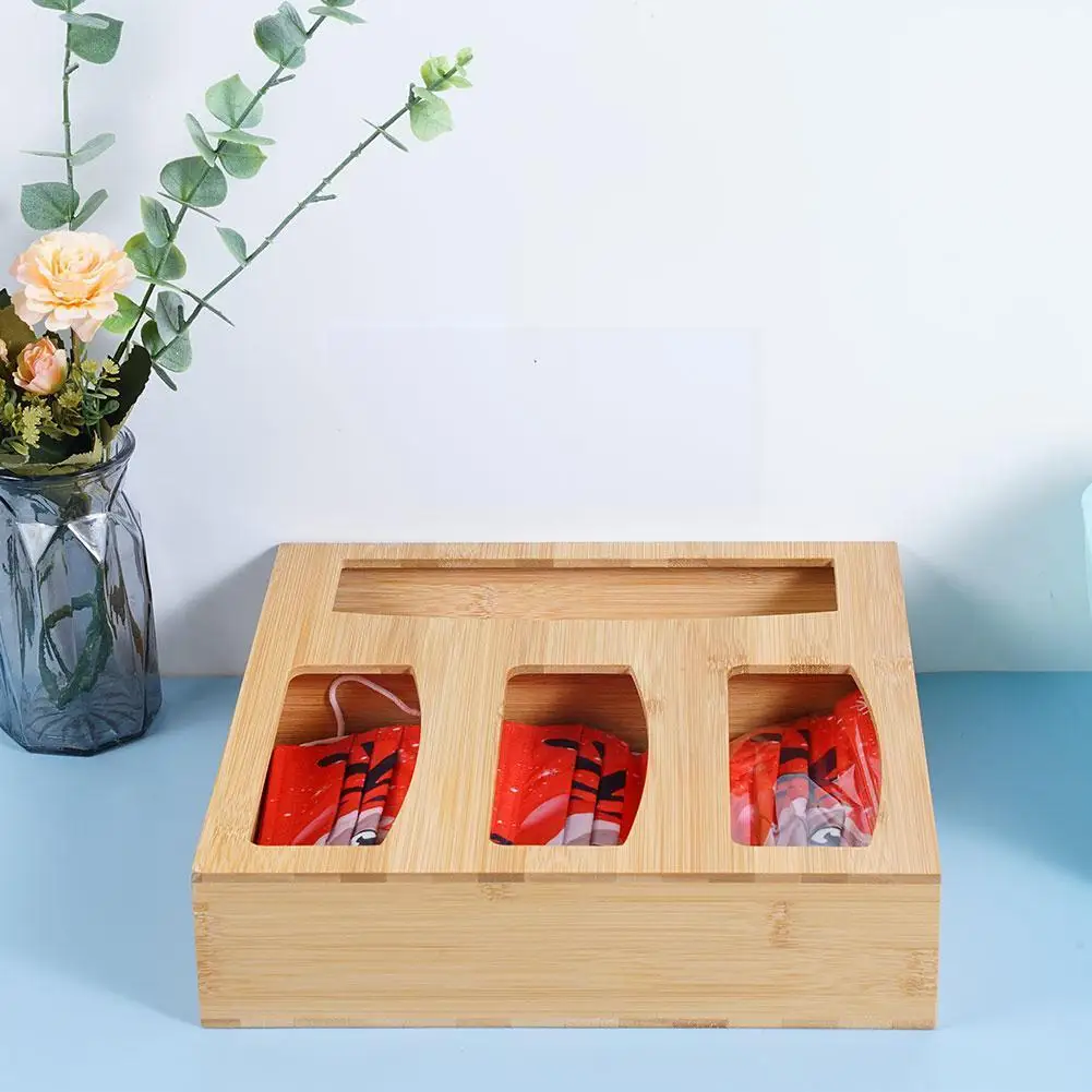 

Bamboo Bag Storage Organizer And Dispenser For Kitchen Drawer, Suitable Gallon Sandwich Snack Variety Size Drawer F4F4
