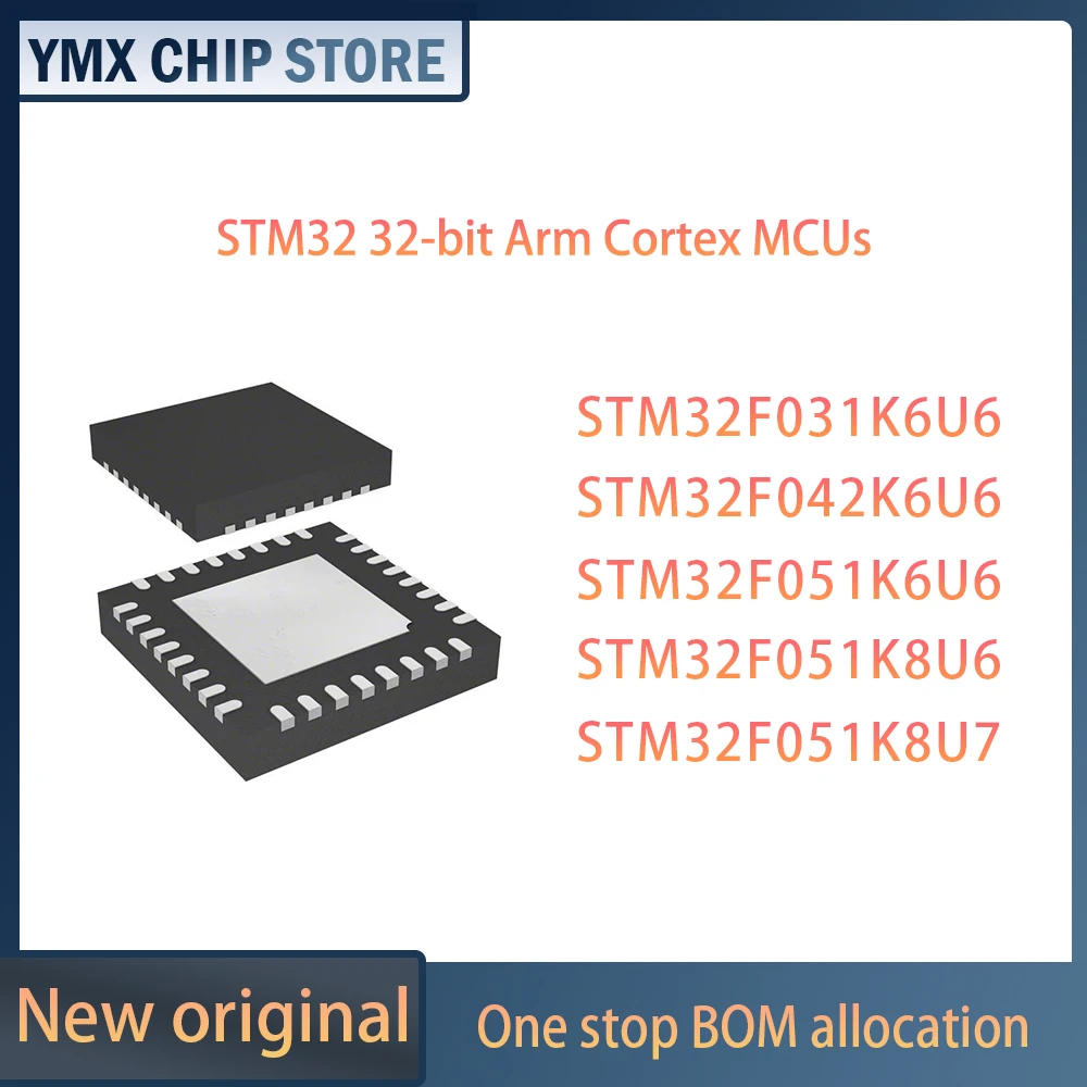 

Микросхема STM32F031K6U6 STM32F042K6U6 STM32F051K6U6 STM32F051K8U6 STM32F051K8U7 STM32 32 32-bit Arm Cortex MCUs IC MUC