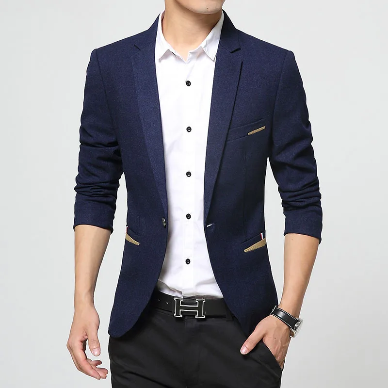 

2022 Fashion New Men's Casual Boutique Business Solid Color Slim Personality Pocket Suit Male Dress Blazers Jacket Coat