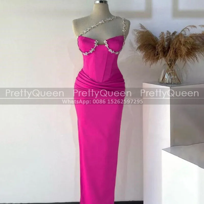 Индивидуальные платья подружки невесты на одно плечо из бисера длинное