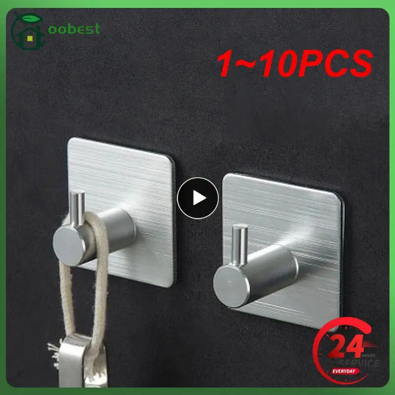 

1~10PCS Self Adhesive Wall Hook Rack Towel Hooks Multi-Purpose Bathroom Towel Clothes Handbag Key Hanger Hooks Home Storage Hook