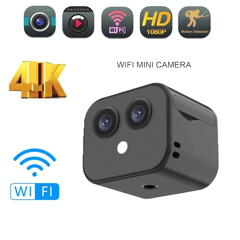 

4K IP мини двойная камера видеонаблюдения s с Wi-Fi беспроводная охранная Удаленная защита безопасности микро камера видеорегистратор