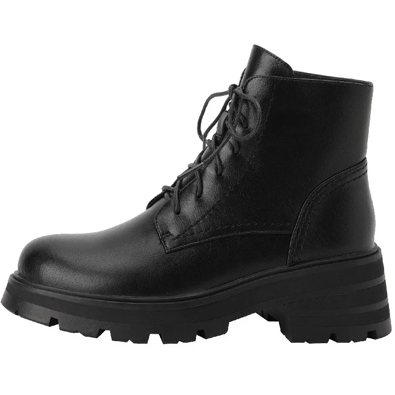 

Dilalula Women High Thick Heels Martins Women Autumn Winter Lace-Up Platform Working Leisure Genuine Leather Shoes Woman Fashion