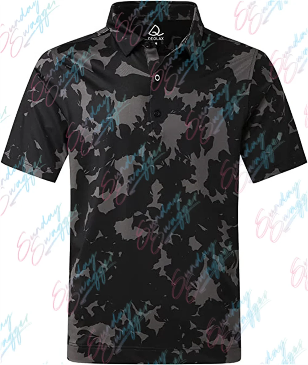 Sunday Swagger Camouflage Golf Shirt Men's T-shirt Badminton Football Short-Sleeved Shirt Breathable Shirt Fishing Polo Shirt