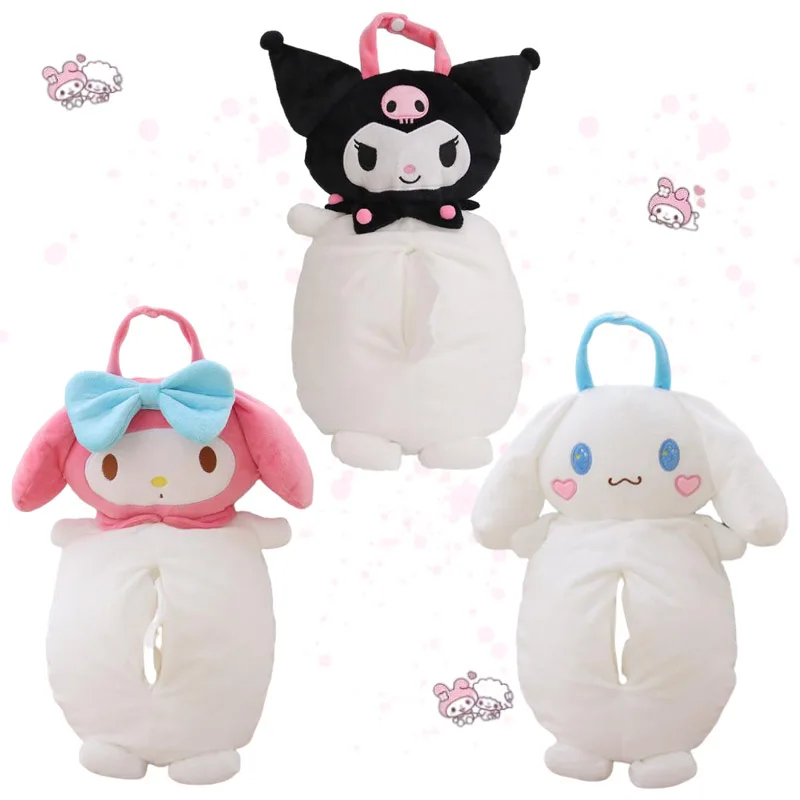 

Sanrioed аниме My Melody Cinnamoroll Kuromi мультфильм милая плюшевая кукла искусственная милая мягкая плюшевая коробка для автомобиля