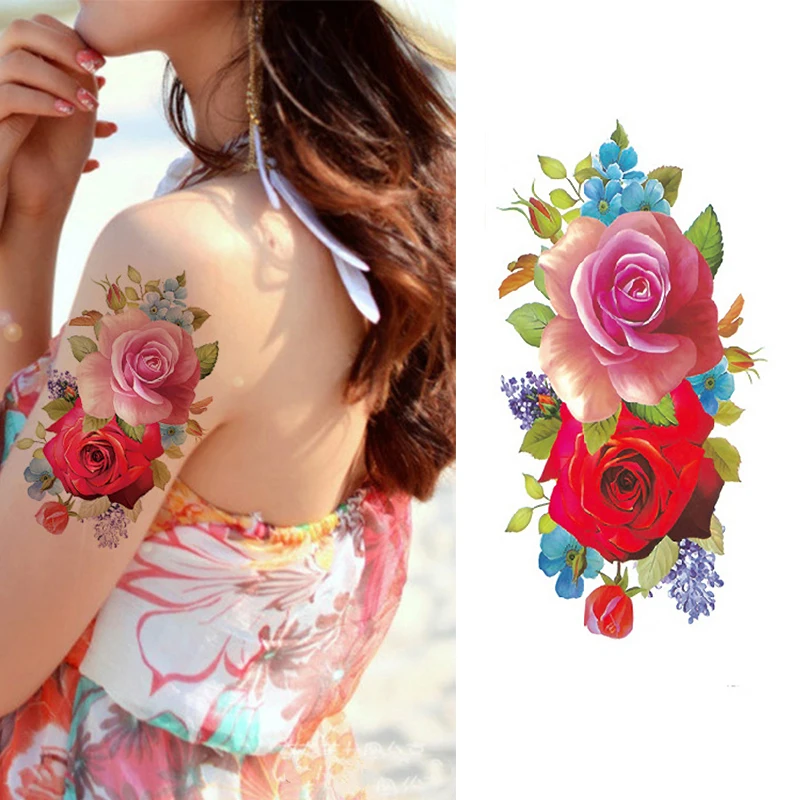 

Body Art Tattoos Rose Arm Waterproof Temporary Tattoo Stickers for Women Men
