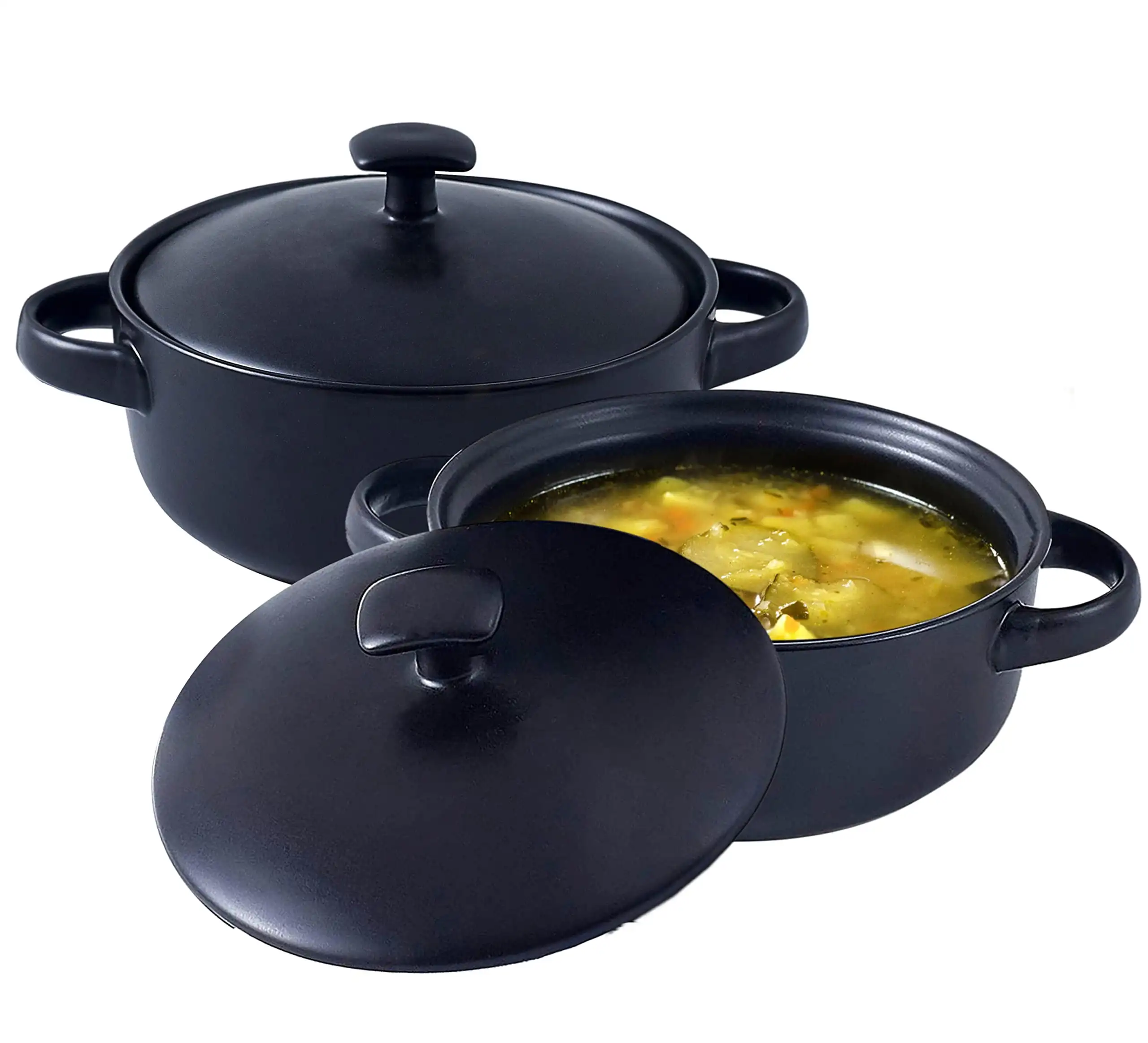 

Набор из 2 керамических чашек для супа с ручками и крышками, 20 унций