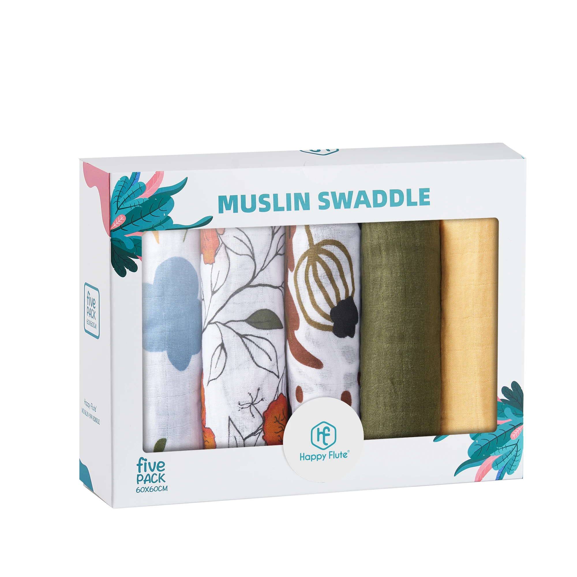 HappyFlute Bamboo Cotton Soft Baby Blankets Newborn Muslin Swaddle Blanket for Newborn Girl and Boy Baby Bath Towel 60*60cm