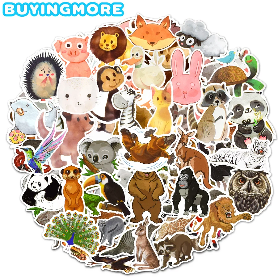 

100PCS Zoo Wild Animal Stickers for Kids Toy Cartoon Kawaii Cute Stickers Pack Suitcase Laptop Bike Scrapbook Sticker Waterproof