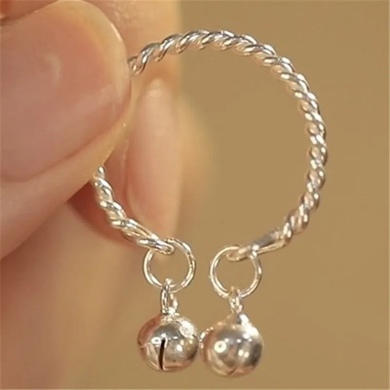 

Liemjee Wholesale Fashion Personality Party Jewelry Double Bell Silver Ring For Women Feature Namour Charm Gift All Seasons