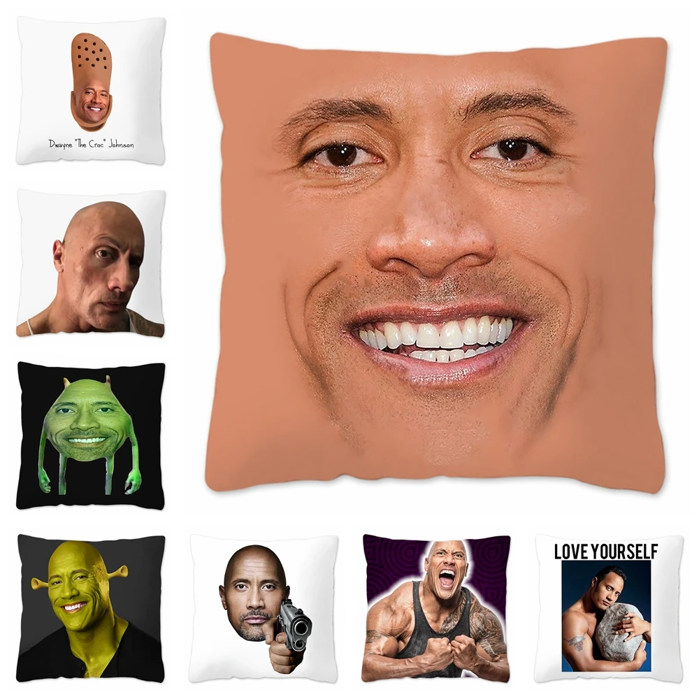 

The Rock Face Cushion Cover for Home Decoration Funny Meme Throw Pillow Cover 45x45 Polyester Sofa Pillow Case for Livingroom