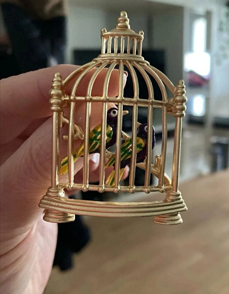 

Vintage Court Style Birdcage Brooch Enamel Drop Glaze Alloy Bird Animal Pins Creative Vintage Corsage Accessories Pins