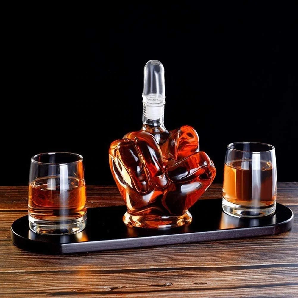 

Decanter Whiskey Decanter Set Middle Finger Decanter Creativity Gift Mens Gift Cooling Whisky Stones and Funnel for Rum Bour
